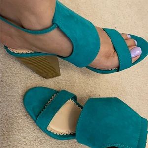 Green suede sandals